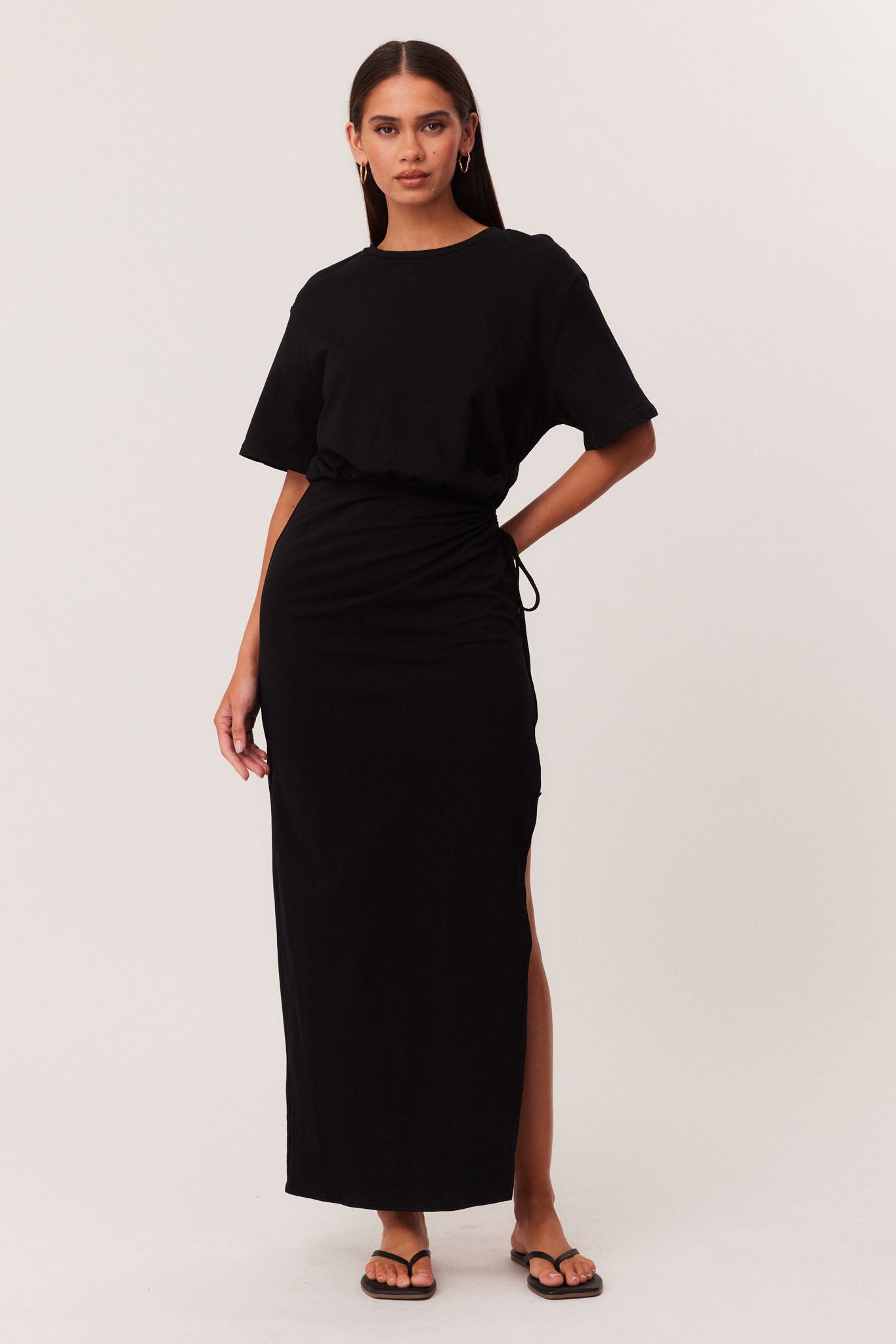 Lola High Slit Satin Dress White Miss Lola Lola High Slit Satin Dress White Miss Lola
