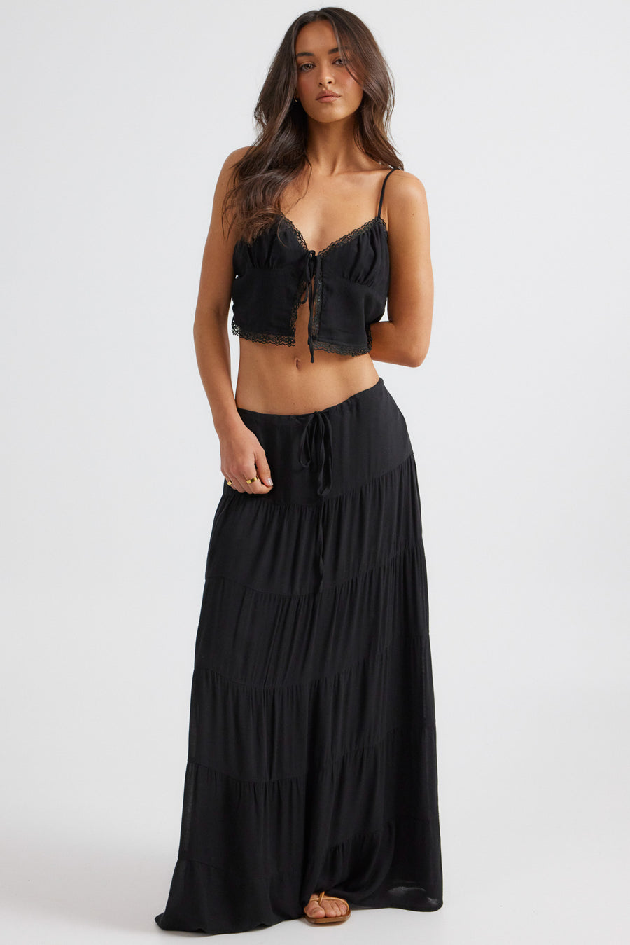 OPHELIA TIE UP CAMI - BLACK