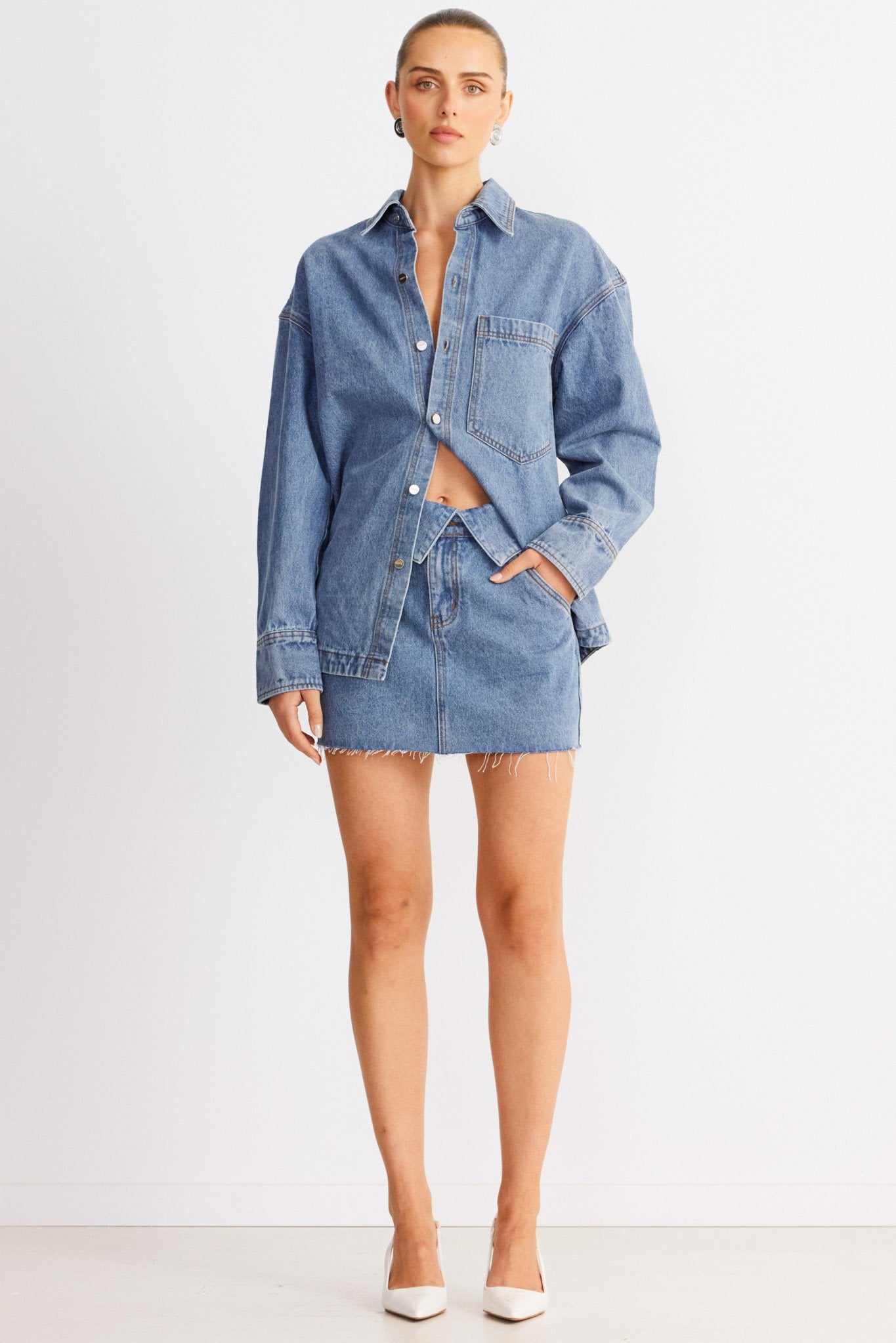 SNDYS Eve Denim Skirt Blue