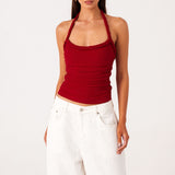 GIANNA-HALTERNECK-TOP-DEEP-RED-LUKAS-JEANS-WHITE-1