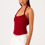 GIANNA-HALTERNECK-TOP-DEEP-RED-LUKAS-JEANS-WHITE-2