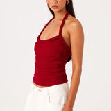 GIANNA-HALTERNECK-TOP-DEEP-RED-LUKAS-JEANS-WHITE-2