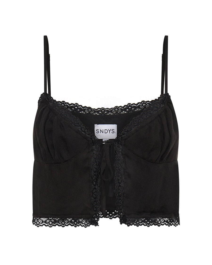 OPHELIA TIE UP CAMI - BLACK